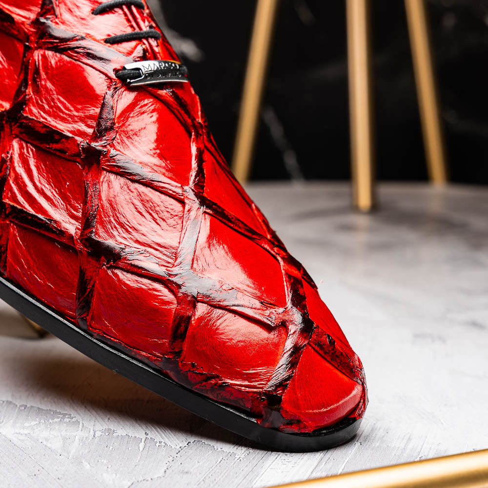 Olivieri Genuine Pirarucu Exotic Lace up Oxford Shoes Red