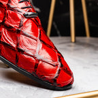 Olivieri Genuine Pirarucu Exotic Lace up Oxford Shoes Red