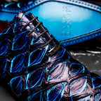 Marco Di Milano Genuine Pirarucu Exotic Lace-Up Shoes Olivieri Royal Blue