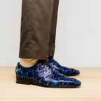 Marco Di Milano Genuine Pirarucu Exotic Lace-Up Shoes Olivieri Royal Blue