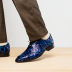 Marco Di Milano Genuine Pirarucu Exotic Lace-Up Shoes Olivieri Royal Blue