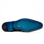 Marco Di Milano Genuine Pirarucu Exotic Lace-Up Shoes Olivieri Royal Blue