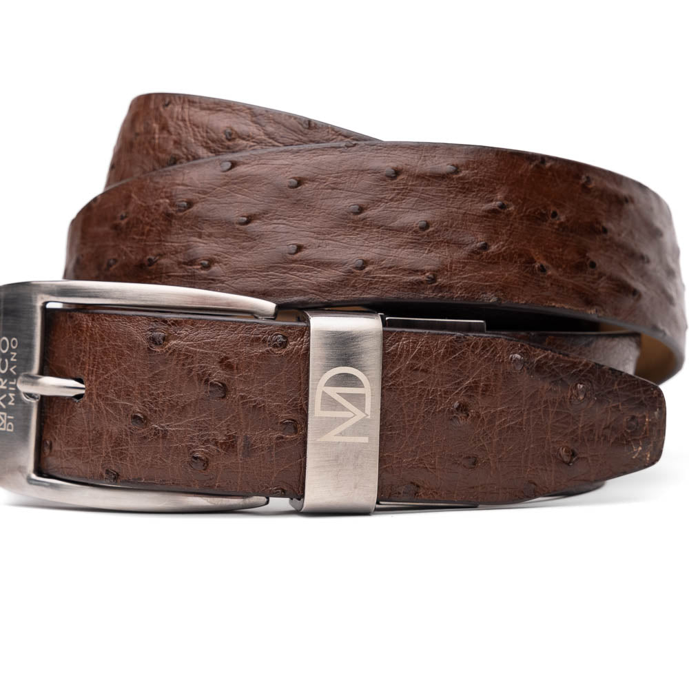 Domenico Genuine Exotic Ostrich belts Brown