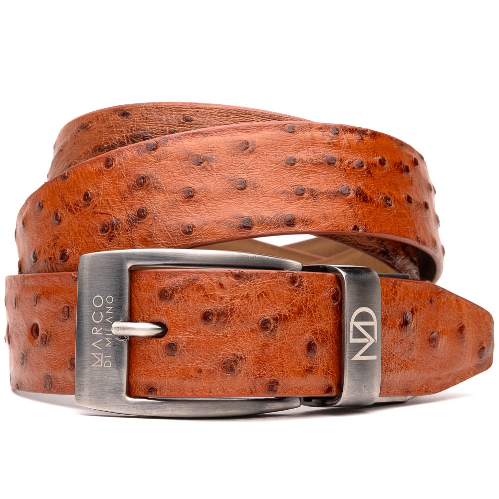 Domenico Genuine Exotic & Ostrich Belt Cognac