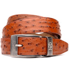 Domenico Genuine Exotic & Ostrich Belt Cognac