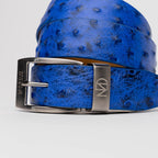 Domenico Genuine Exotic & Ostrich Belt Electric Blue