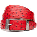 Domenico Genuine Exotic & Ostrich Belt Red