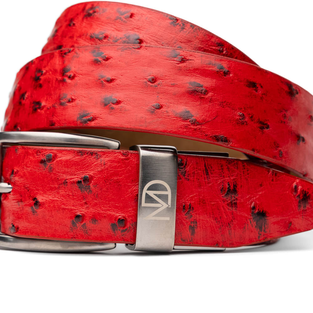 Domenico Genuine Exotic & Ostrich Belt Red