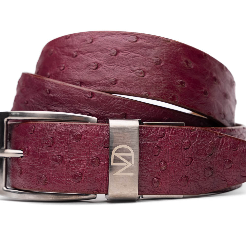 Domenico Genuine Exotic Ostrich Belt Wine