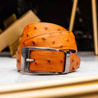 Men's Exotic Ostirch Domenico Belt Brandy