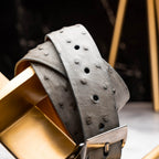 Domenico Genuine Exotic Ostrih Belt Gray