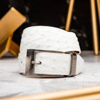 Marco Di Milano genuine exotic & ostrich Domenico Belt White