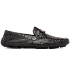 Parma Genuine Caiman Belly Slip On Driving Loafers  Black