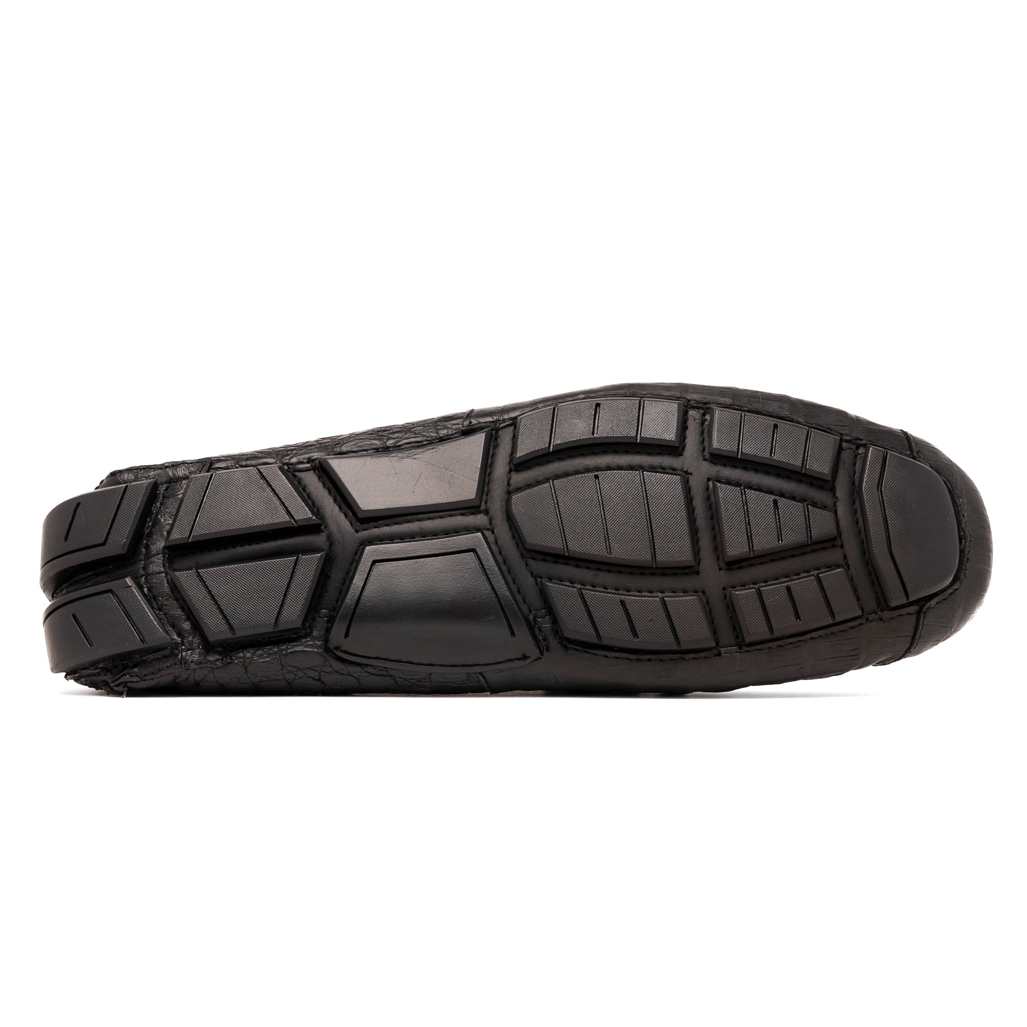 Parma Genuine Caiman Belly Slip On Driving Loafers  Black