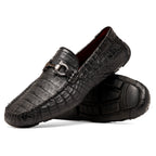 Parma Genuine Caiman Belly Slip On Driving Loafers  Black