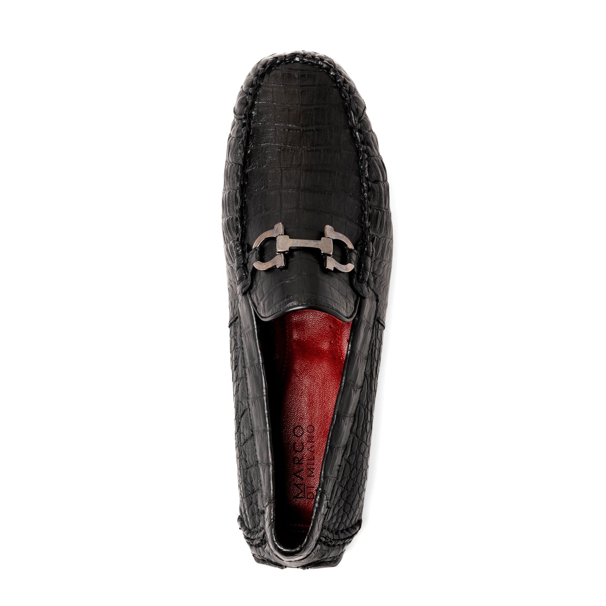 Parma Genuine Caiman Belly Slip On Driving Loafers  Black