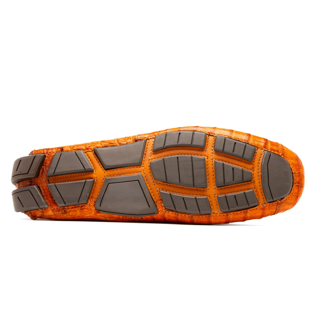 Marco Di Milano genuine caiman belly Driving Loafer Shoes Parma Brandy