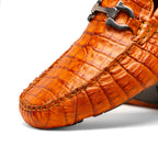 Marco Di Milano genuine caiman belly Driving Loafer Shoes Parma Brandy