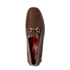 Parma Genuine Caiman Belly Slip On Bit Driving Loafers Brown