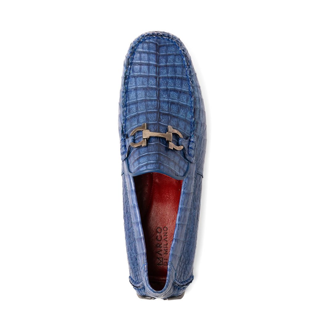 Parma Genuine Caiman Belly Slip On Loafers Blue Jeans