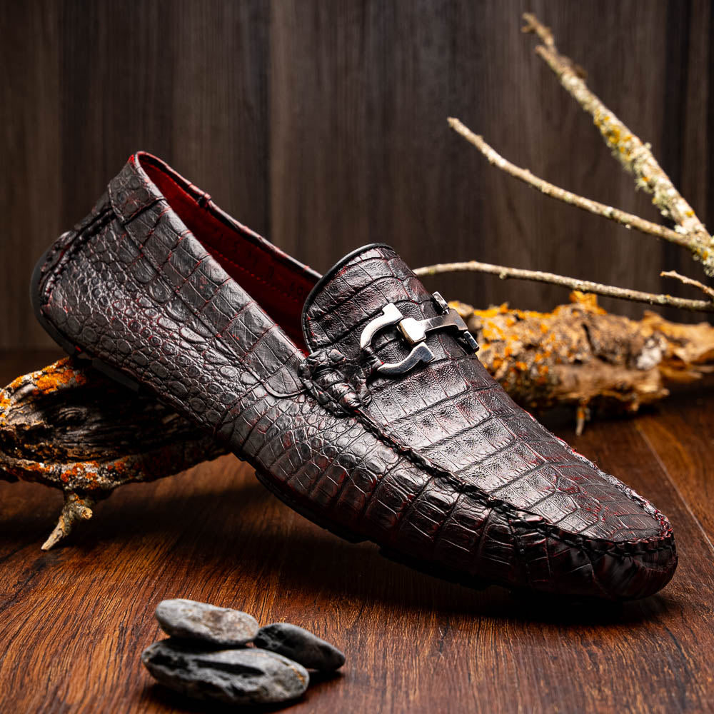 Parma Genuine Caiman Belly Slipon Loafer Blackcherry