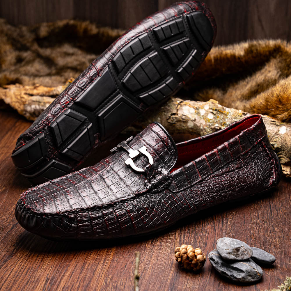 Parma Genuine Caiman Belly Slipon Loafer Blackcherry