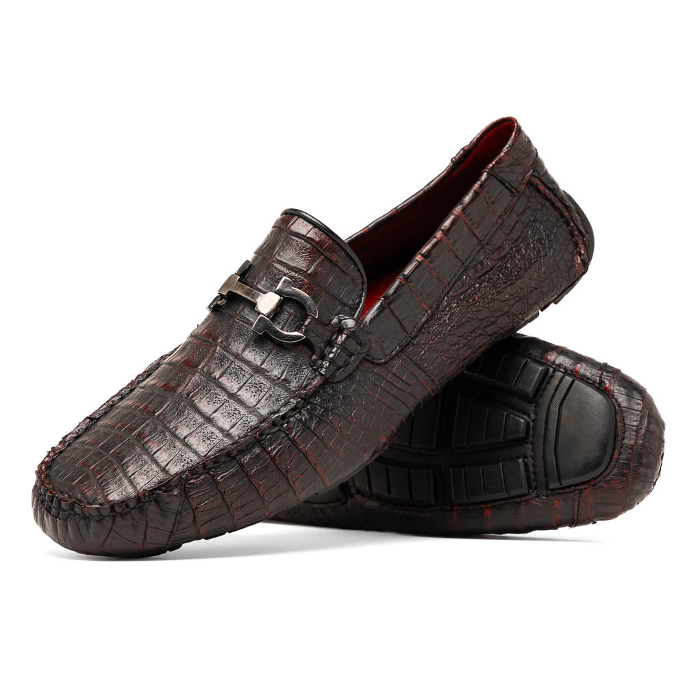 Parma Genuine Caiman Belly Slipon Loafer Blackcherry