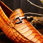 Marco Di Milano genuine caiman belly Driving Loafer Shoes Parma Brandy