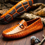 Marco Di Milano genuine caiman belly Driving Loafer Shoes Parma Brandy