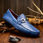 Parma Genuine Caiman Belly Slip On Loafers Blue Jeans
