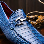 Parma Genuine Caiman Belly Slip On Loafers Blue Jeans
