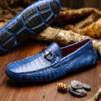 Parma Genuine Caiman Belly Slip On Loafers Blue Jeans