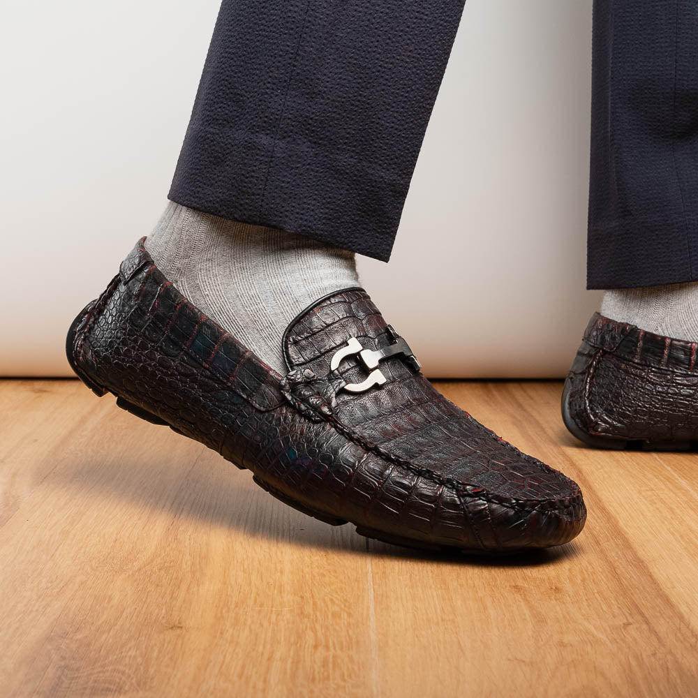 Parma Genuine Caiman Belly Slipon Loafer Blackcherry