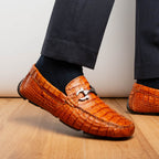 Marco Di Milano genuine caiman belly Driving Loafer Shoes Parma Brandy