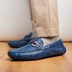 Parma Genuine Caiman Belly Slip On Loafers Blue Jeans