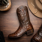 PHOENIX Genuine Caiman Belly Skin Cowboy Boot from the Western Collection Brown