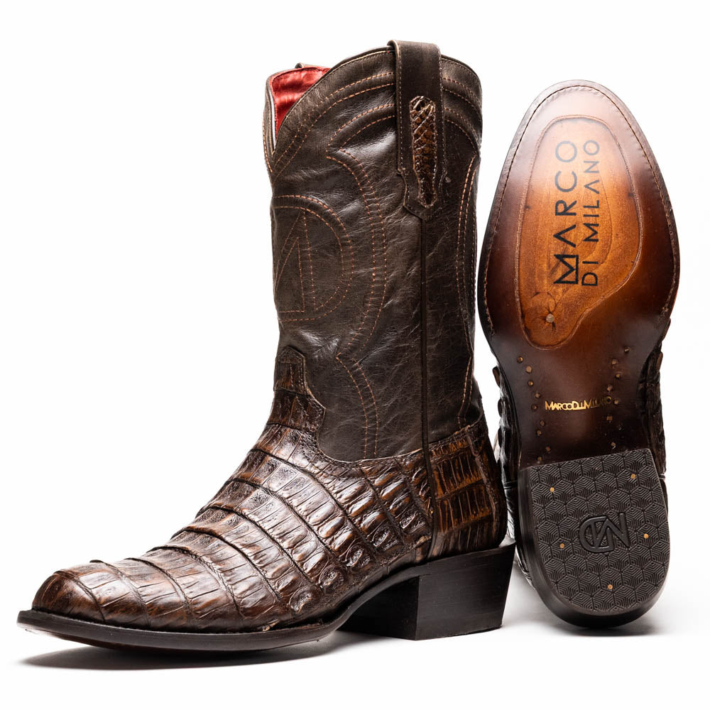PHOENIX Genuine Caiman Belly Skin Cowboy Boot from the Western Collection Brown