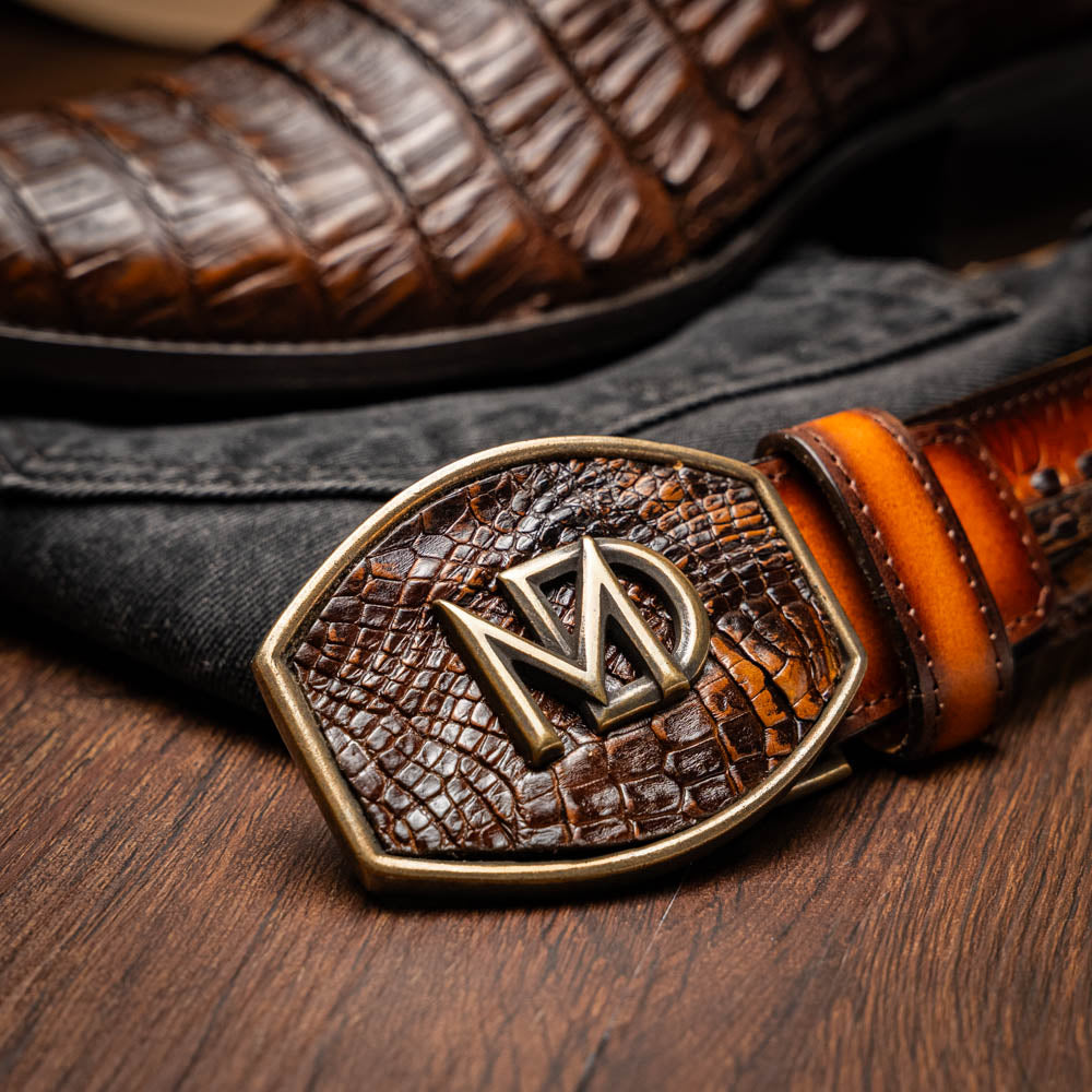 PHOENIX Genuine Caiman Belly Skin Cowboy Boot from the Western Collection Aged Maple