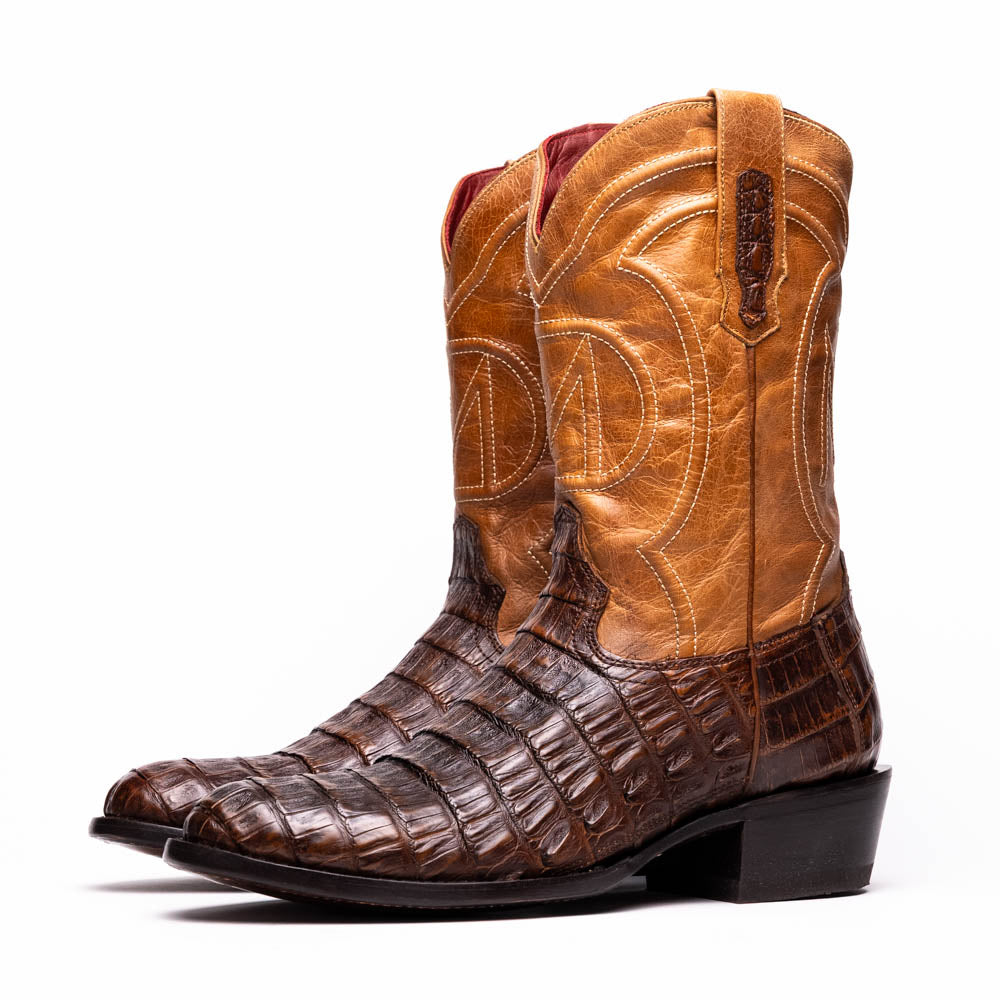 PHOENIX Genuine Caiman Belly Skin Cowboy Boot from the Western Collection Aged Maple
