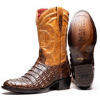 PHOENIX Genuine Caiman Belly Skin Cowboy Boot from the Western Collection Aged Maple