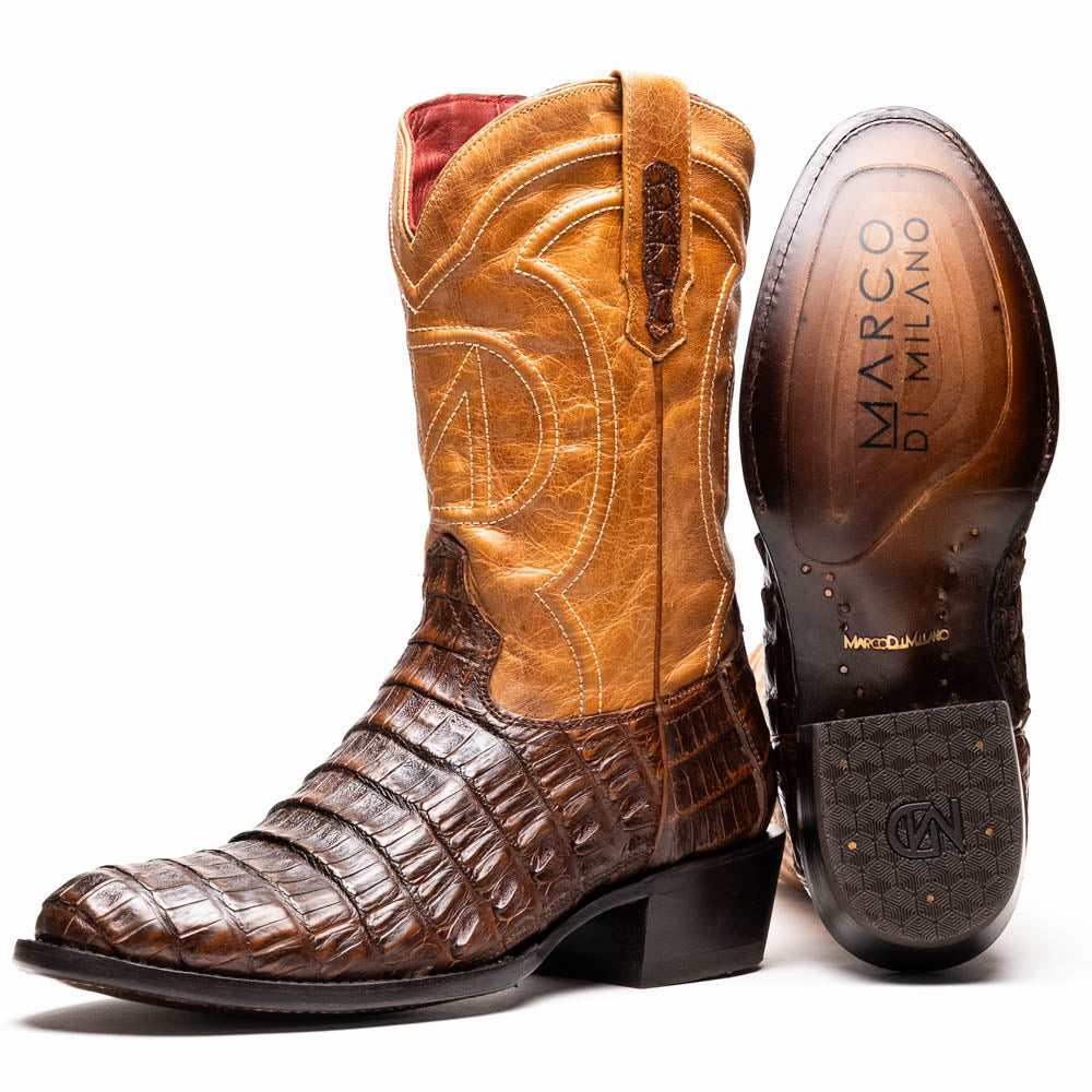 PHOENIX Genuine Caiman Belly Skin Cowboy Boot from the Western Collection Aged Maple