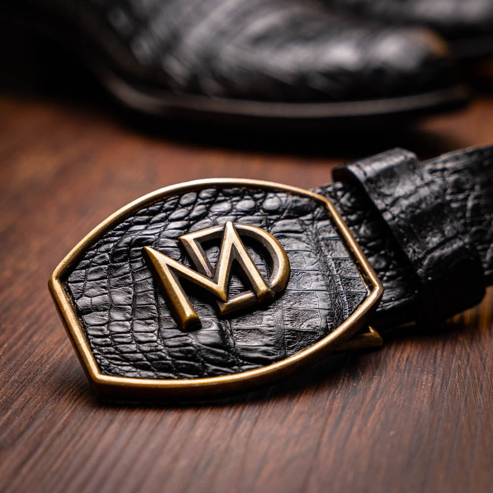 Marco Di Milano Genuine Caiman Belly Skin Cowboy Boot Phoenix Black