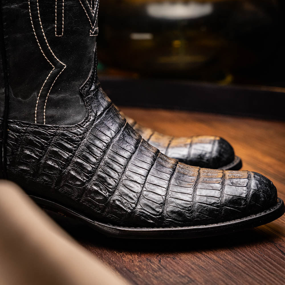 Marco Di Milano Genuine Caiman Belly Skin Cowboy Boot Phoenix Black