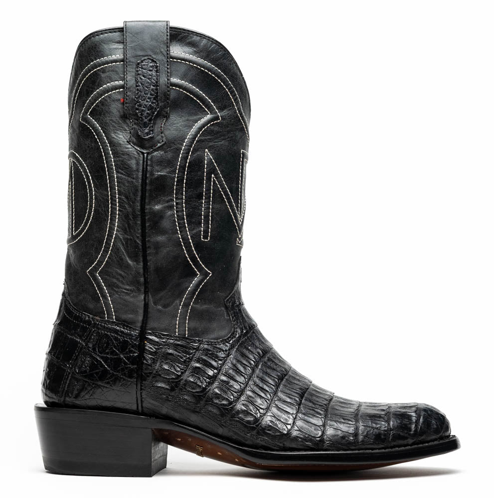 Marco Di Milano Genuine Caiman Belly Skin Cowboy Boot Phoenix Black