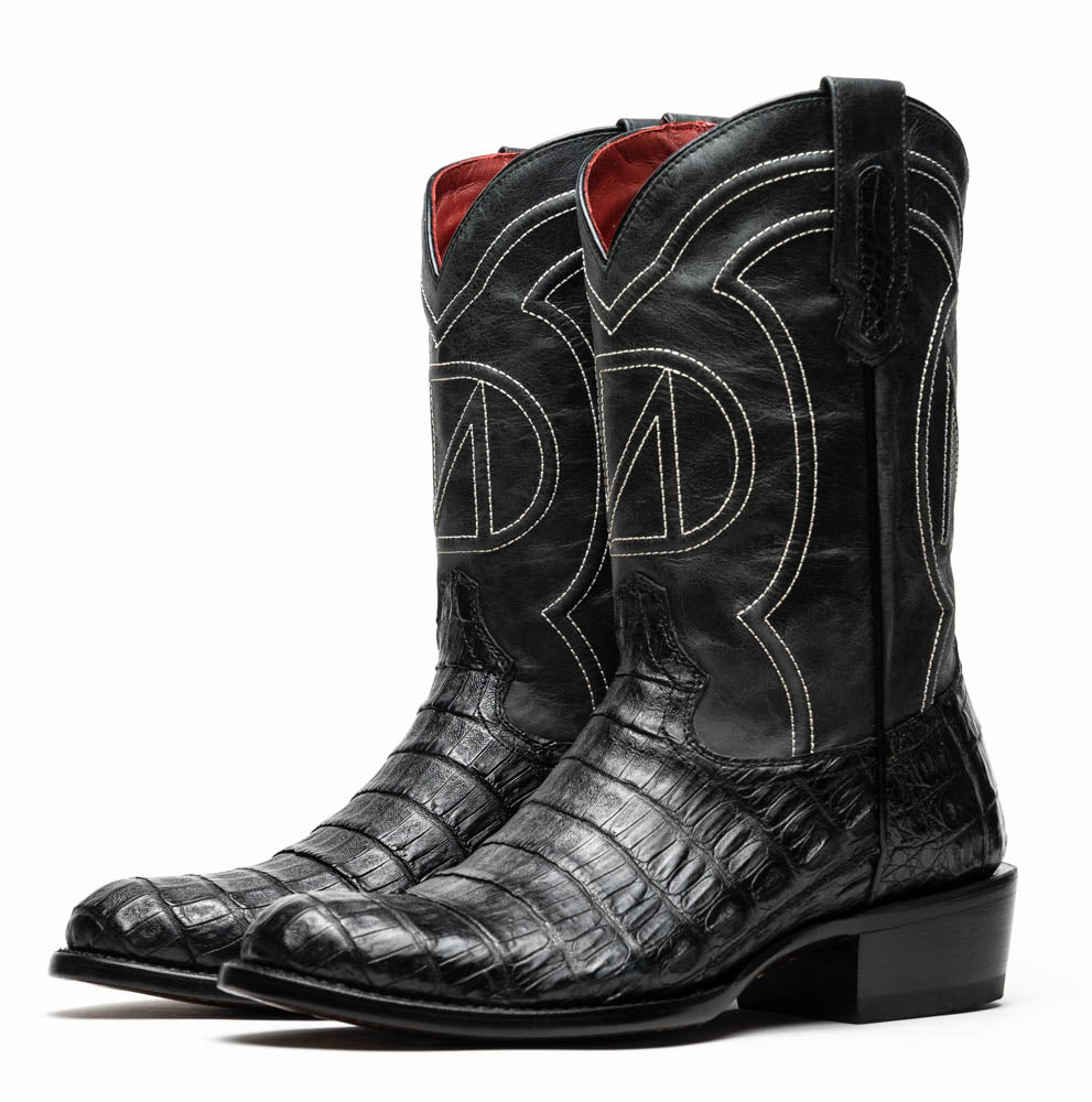 Marco Di Milano Genuine Caiman Belly Skin Cowboy Boot Phoenix Black