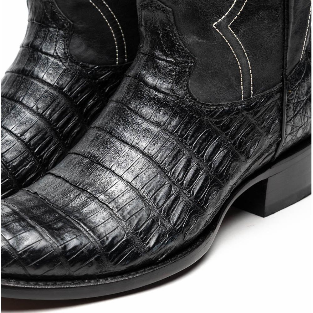 Marco Di Milano Genuine Caiman Belly Skin Cowboy Boot Phoenix Black