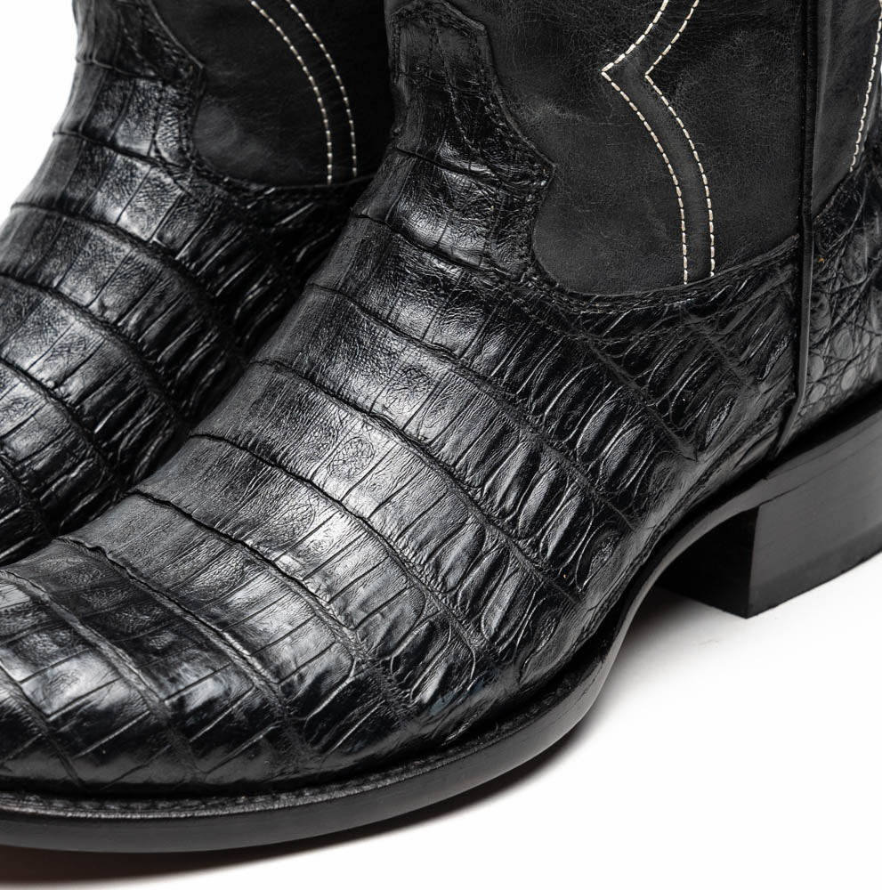 Marco Di Milano Genuine Caiman Belly Skin Cowboy Boot Phoenix Black