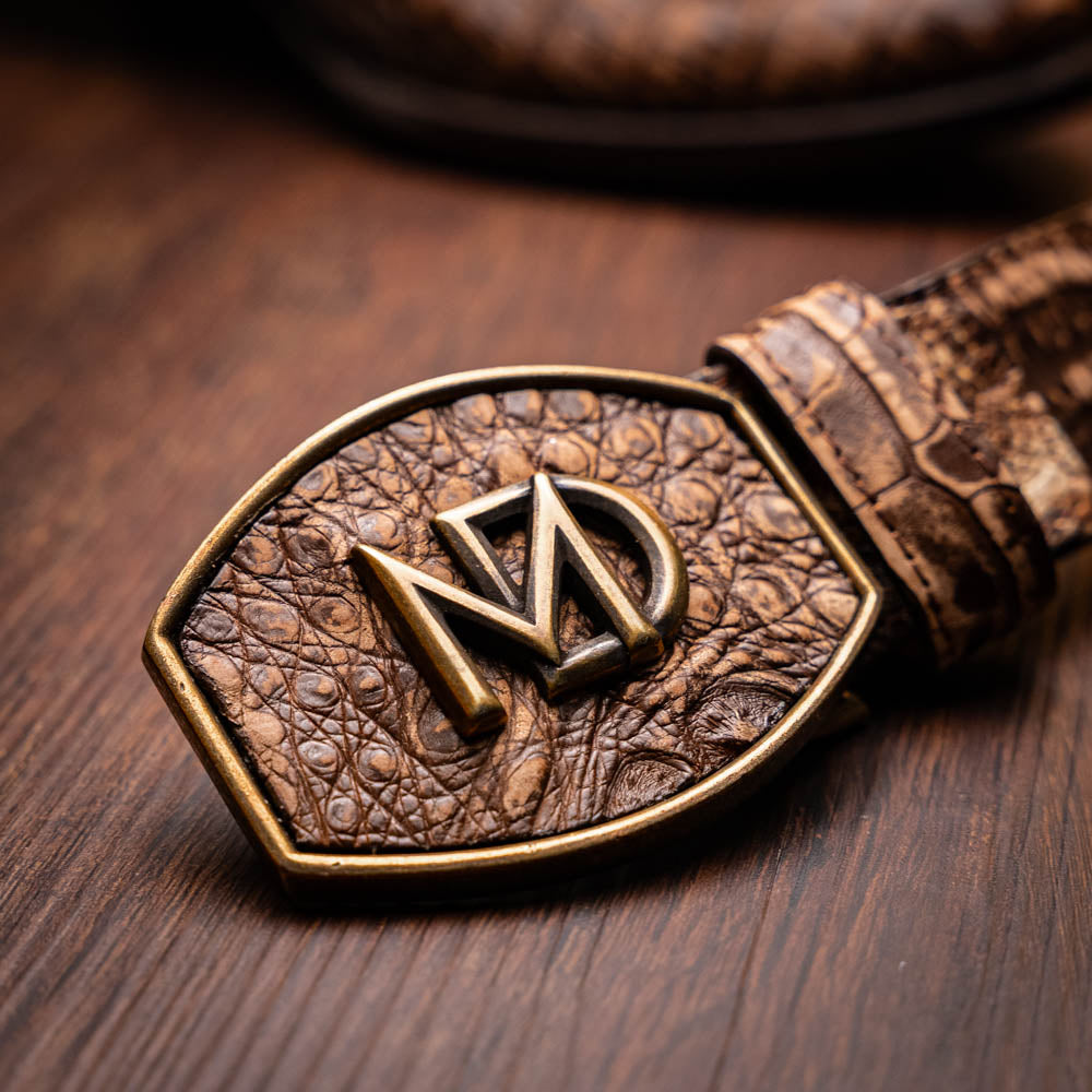 Marco Di Milano Genuine Caiman Belly Skin Cowboy Boot Phoenix Stone Brown