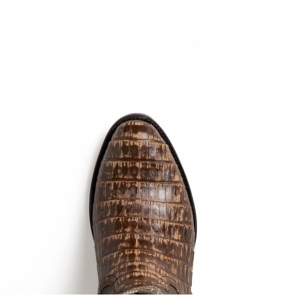 Marco Di Milano Genuine Caiman Belly Skin Cowboy Boot Phoenix Stone Brown