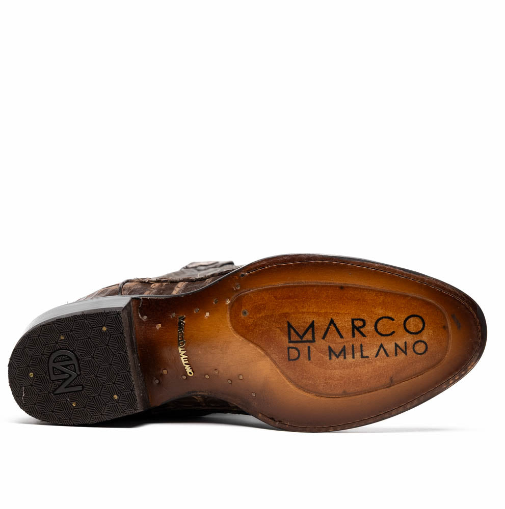Marco Di Milano Genuine Caiman Belly Skin Cowboy Boot Phoenix Stone Brown